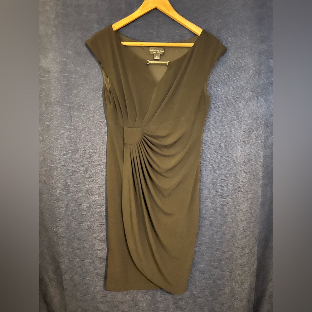 Connected Apparel Black Pleated & Ruched Dress